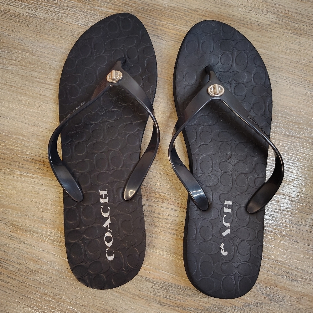 COACH Abbigail Flip Flops Black